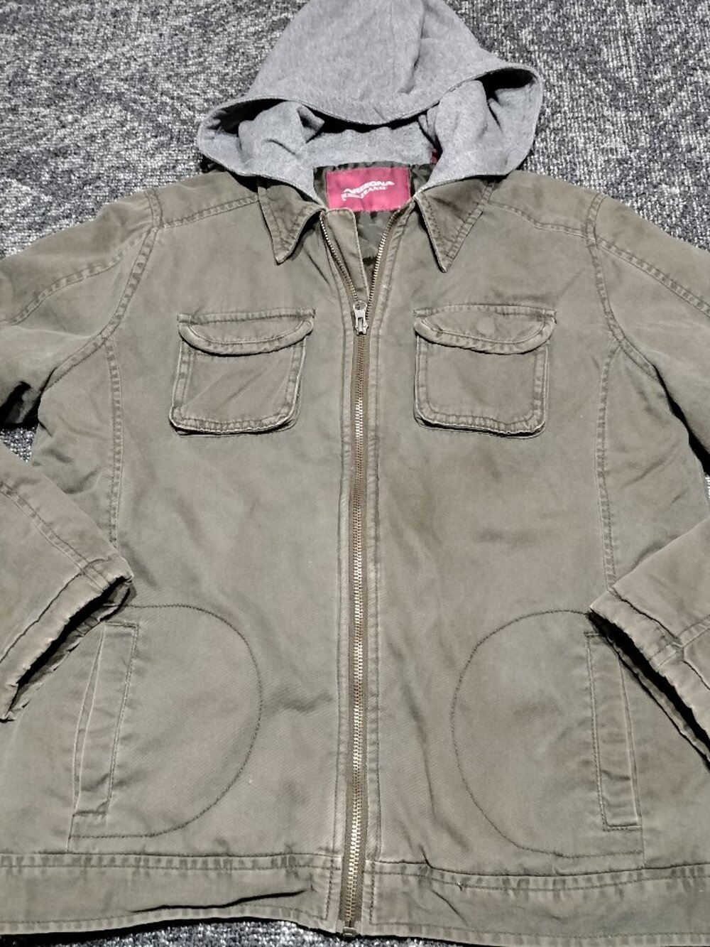 Arizona Jean Co Jacket Boys XXL 18 Regular Olive Army Green Full Zip Up Hooded